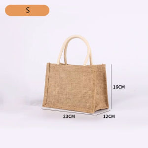 DIY Tote Bags Reusable Jute Bag Natural Burlap Sling Shoulder Bag Handbag with Soft Cotton