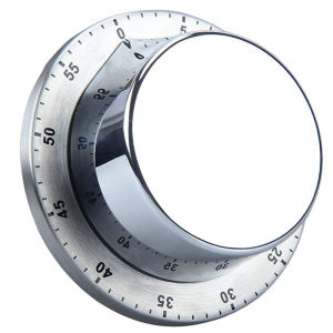 Kitchen Timer Iway Chef Cooking Timer Clock with Load Alarm No Batteries Required 100% Mechanical - Magnetic Backing Exquisite Stainless Steel Body - Countdown Reminder - Silver