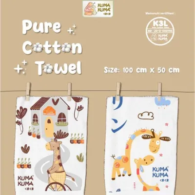 Kuma Kuma Pure Cotton Towel Handuk Bayi / Handuk Kuma Kuma 100 cm x 50 cm