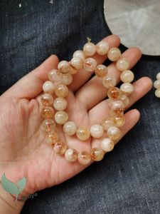 1pc Natural Citrine Beads Bracelet - Wealth & Wisdom crystal Stretch Beads Bracelet Crystal Jewelry Gift for Women