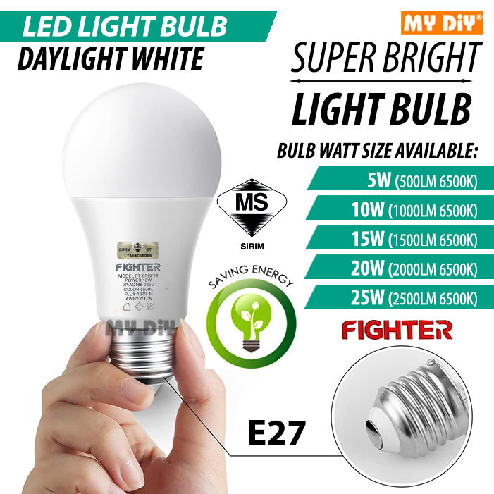 MYDIYHOMEDEPOT SIRIM LED BULB E27 5W 10W 15W 20W 25W DAYLIGHT