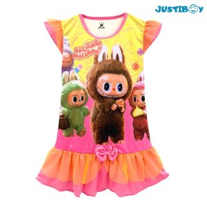 Dress Anak Perempuan Sanrio Kuromi & Labubu Lengan Ruffle Umur 2 - 7 Tahun [JULIA]