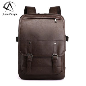 Ando Design Hight Quality Pu Leather Backpack for Man Fashion Casual Big Capacity Shoulder Bag Cross Body Bag for Men Multifunction Laptop Cases