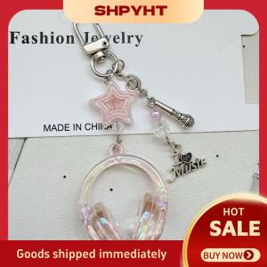 SHPYHT 1 Piece Mini Tai nghe Mặt dây chuyền Y2K âm nhạc mát mẻ lễ hội Tai nghe Keychain Lưu ý Sao Điện thoại di động chuỗi trang sức phụ kiện