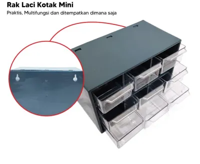 Kotak Laci 9 Sekat / Kotak Serba Guna / Kotak Penyimpanan Mini Serbaguna / Rak Mini - SS