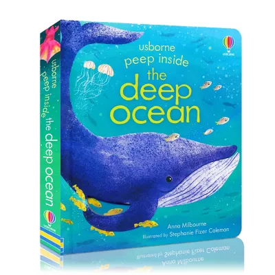 หนังสือเด็กภาษาอังกฤษ ภาพสามมิติ หนังสือเด็ก Usborne Peep Inside The Deep Ocean Activity Book Board Book Hardcover Story Book Bedtime Reading Books for Kids English Learning Materials for kids Educational book Lift The Flap Book Children Book