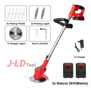 JLD Mesin Potong Rumput 36VF mesin pemotong rumput tanpa kabel Mesin pemotong rumput 2 baterai Cordless Lawn Mower Baterai tipe lxt makita Electric Grass Trimmer Alat Pemotong Rumput Listrik