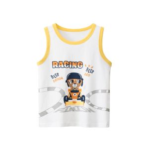 2023 Summer Kids Cartoon Sleeveless Vest for Boys Pure Cotton Elephant Dinosaurs Baby Breathable Tank Top Clothes