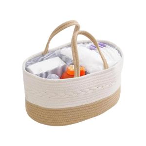 Lightweight Diaper Storage Solution Portable Travel Carrying Basket with Removable Partition for Home or Car Use