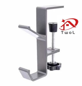 TWOL SHOP stock no.048,1pcs Desk Side Double Hooks Hanging Rack - Preferred Detachable Punch-Free - School Office Storage Tool