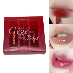 【COD】Gege Bear Glossy Lip Glaze Set Waterproof Moisturizing Non-fading 24H Long-lasting Makeup Lipstick - 3Pcs/Boxes