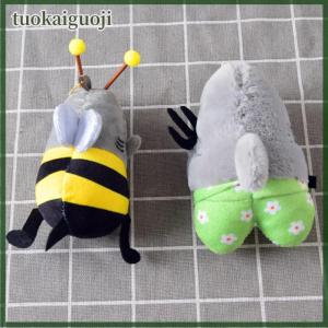 tuokaiguoji 12cm Funny SharkBee Keychain Cartoon Plush Stuffed Soft Toy Shark Bee Doll Girl Couple Bag Pendant Birthday Gift