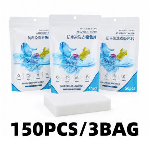 150PCS Color Catcher Laundry Sheets 3 Bags Washing Machine Dye Trapping Sheets for Mixed Color Clothes Easy Disposable Laundry Helper