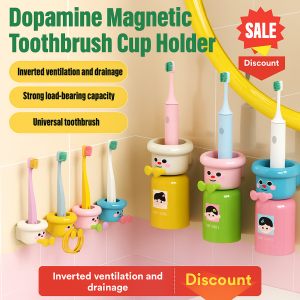 🔥Hot Sale  Lowest Price🔥 Strong Magnetic Toothbrush Cup Holder Set No-Drill Wall Mounted Wash Cup Holder Bathroom Toilet Electric Toothbrush Storage Rack Nonslip Mouthwash Cup Holder