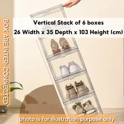 SG Stock | Vertical Stack | Big Capacity Acrylic Magnetic Shoes Sneakers Storage Shoe Display Box Shelf Rack Organizer