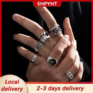 [COD] SHPYHT Local delivery Ship within 24 hours 1Set Fashion Creative Punk Poker Joker Rings For Men Retro Personality Goth Skeleton Couple Rings Jewelry Accessories Gifts
