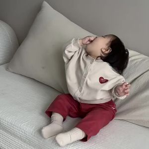 Baby Outing Clothes Autumn Sweatpants Set Korean Style Childrens Clothing Girls Cardigan Jacket Autumn Infant Two-Piece Set