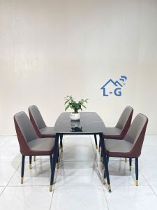 Bàn Ăn Mặt Đá 1m2 + 4 Ghế Da Cao Cấp | Nội Thất Phòng Ăn Sang Trọng