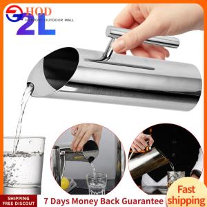 【Outdoor】 1/2L Kitchen Cold Wine Pitcher Stainless Steel Wine Divider Container Cold Water Kettle Ice Cold Freeze Water Pot Kettle for Restaurant Cafe Mix Bar