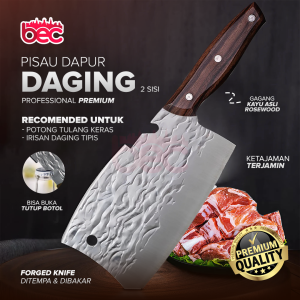 Pisau Dapur Professional 2 Sisi Super Tajam Chef Knife Golok Daging