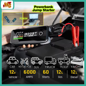 12V Portable CAR JUMP STARTER with Type C Laptop Powerbank / Type-C Notebook Powerbank 65Watt Vehicle jump start/  jumpstart emergency jumper