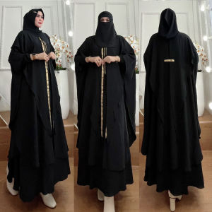 BISA COD Set Gamis Syari Jubah+Hijab Huddie Kode AZIMIN Bahan Kringkel Premium By Ory AjeZas Collect