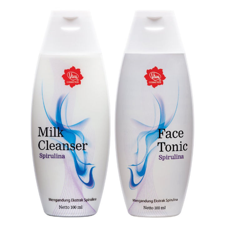 [BPOM] VIVA Spirulina | Milk Cleanser | Face Tonic Facial Double Cleansing with Spirulina Extract and Amino Acid for  Anti Aging - 100ml