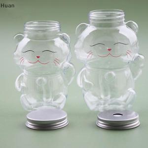 【Special price】Huan Cute Lucky Cat Water Bottle Transparent Juice Drink Bottle Milk Tea Bottle Coffee Juice Mouth ABle Drinking Cup
