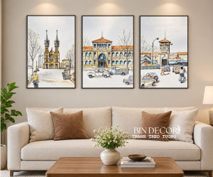 Tranh treo tường sài gòn 12 trang trí decor quán ăn nhà hàng khách sạn TT151