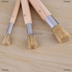 [COD] Yaokeqi 3PCS Set Wooden Stencil Brush Chalk Paint Natural Pure Hog Bristle brush Round