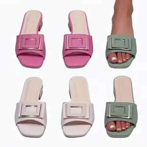 WomenS 2026 Summer Large Size Open-Toe Chunky Heel Slide Sandals Comfortable Large Size