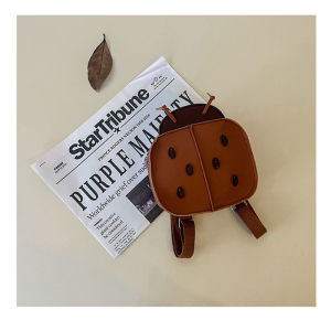 Girls Cute Ladybug Design Kids Baby Girls Boys Backpack PU Leather Outdoor Playing Brothers and Sisters Matching Storage Bags