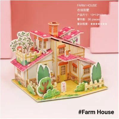 Mainan 3D Puzzle Kanak Kanak 3D DIY Building Cardboard Puzzle Early Learning Educational Toys Handmade Kids Art and Craft Castle House
