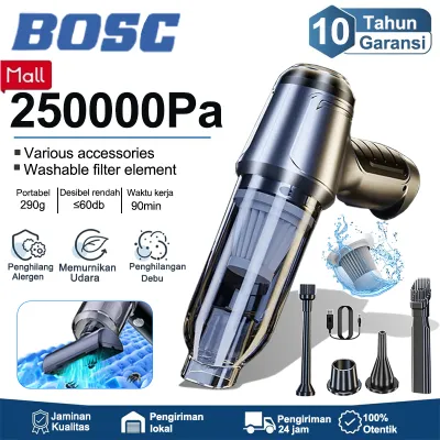 BOSC Vacuum cleaner Portabel 250000Pa Tanpa Kabel Genggam 5 in 1 Penyedot Debu Mobil Tanpa Kabel Penghilang Tungau Kasur Penyedot Debu Basah dan Kering