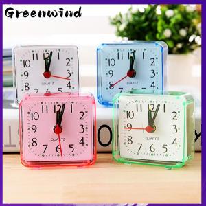 【Greenwind】 Cute Student Alarm Clock Analog Alarm Clock Square Bedside Compact Clock Desktop Decor Clock Student Bedroom Electronic Alarm Clock