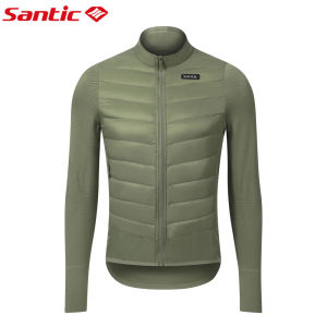 Santic Men Cycling Jacket Winter Down Warm Breathable Windproof Full Zipper Lightweight Sports Bike Coat