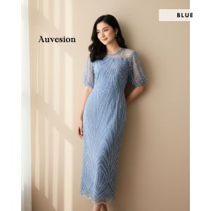 6042 Alice Tile Brukat Midi Dress | Dress Natal Dress Pesta Dress Kondangan Dress Lengan Balon