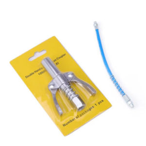 10000 PSI Grease gun pump heavy duty Grease gun nozzle tip premium grease gun mini original locking grease coupler two press Quick Lock and Release Double Handle Stainless Steel NPTI/8 Leak-Free Grease Tool Tip Grease goes in