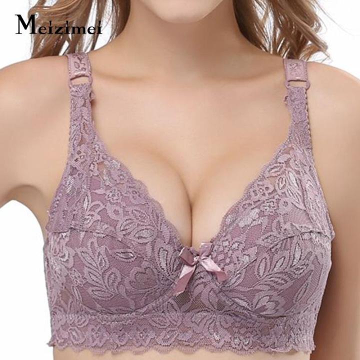 Feminine Undergarment Lace Bralette Underwire Push-Up Bra Plus
