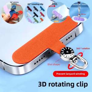 1pcs Phone Lanyard Gasket 360° Rotatable Hanging Cord Metal Phone Patch Luxury TPR Snap Strap Ultra Thin Phone Card Clip