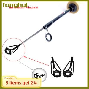fanghui Stainless Steel Fishing Top Rod Guide Porcelain Ring 8pcs DIY Fishing Pole Tip Repair Rod Tip Accessories Fishing Tackle Pesca