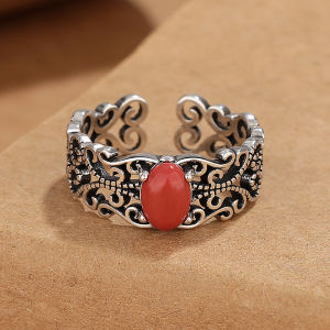 Retro hollow pattern Ruyi Adjustable ring for men and women