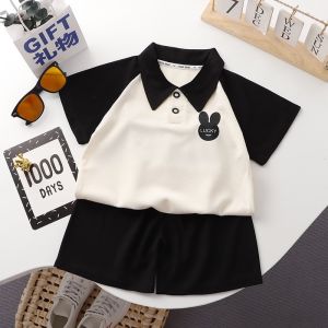 ชายเสื้อผ้าฤดูร้อน 2022 ใหม่ผ้าฝ้ายแฟชั่นสบายๆต้นแบบเล็กๆน้อยๆชุดหล่อฤดูร้อน big boy แขนสั้น children