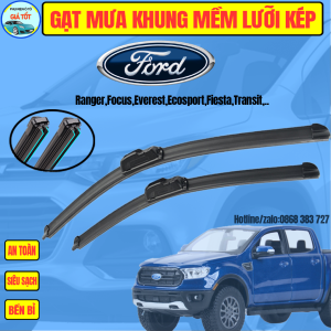 Gạt mưa lưỡi kép cao cấp bộ cần gạt kính nước mưa 2 lưỡi khung mềm ô tô Ford ECOSPORTEVERESTESCAPERANGER... gạt mưa oto silicon lưỡi kép cao cấp gạt mưa 2 lưỡi