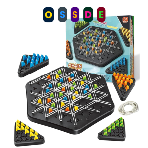 OSSDE Chain Triangle Chess Game Board Games Triangle Strategy Game Rubber Bands Family Board Game