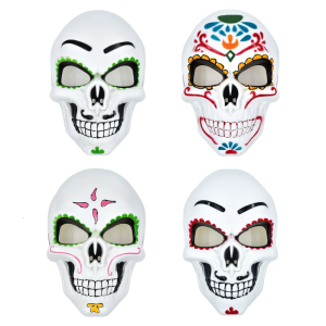 Day Of The Deads หน้ากากกะโหลกศีรษะน้ำตาลพิมพ์ลายดิจิทัลหน้ากากหน้ากากสำหรับฮาโลวีนคอสเพลย์ของขวัญชุดงานปาร์ตี้