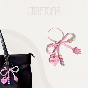 CRAFTOFIA Ribbon Custom Letters Paracord Keychain w/ Heart Name/ Giveaways I Premium 3D Printed PLA