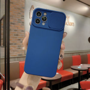 กล้องเลื่อนกันกระแทกเคสโทรศัพท์ซิลิโคนนิ่มสำหรับ iPhone 16 15 14 13 12 11 Pro Max Mini XS XR X 8 7 Plus + SE 2020เคสโทรศัพท์สีทึบพร้อมเลนส์คลุมทั้งหมดป้องกันกล้อง