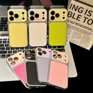 NOBLELUX Litchi Pattern Phone Case with Hanging Holes Matte Textur Phone Cover Luxury Glass Large Window Phone Shockproof Case for iPhone17 ProMax/17 Pro Phone Protection