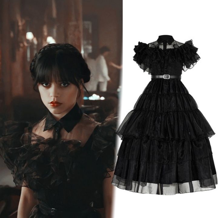 Adult Wednesday Addams Costume Girls Wednesday Addams Raven Dance Dress ...